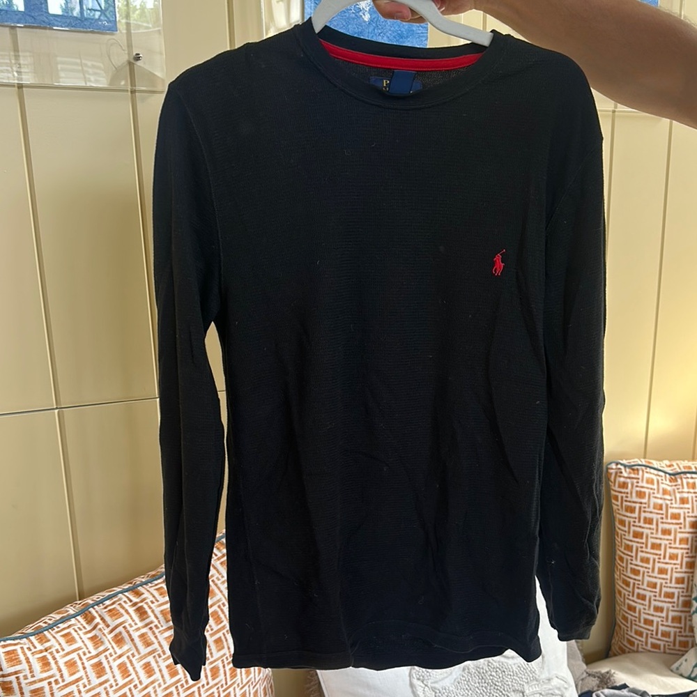 Polo by Ralph Lauren Black Long Sleeve Tee Red Logo